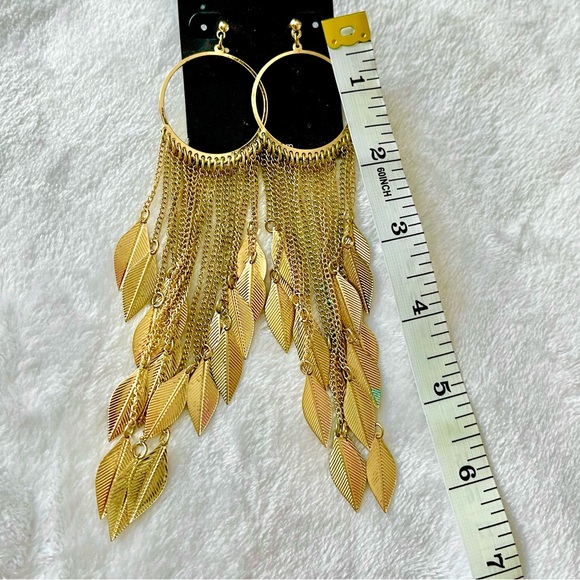 NWT Gold Leaf Statement Earrings - Picture 4 of 4
